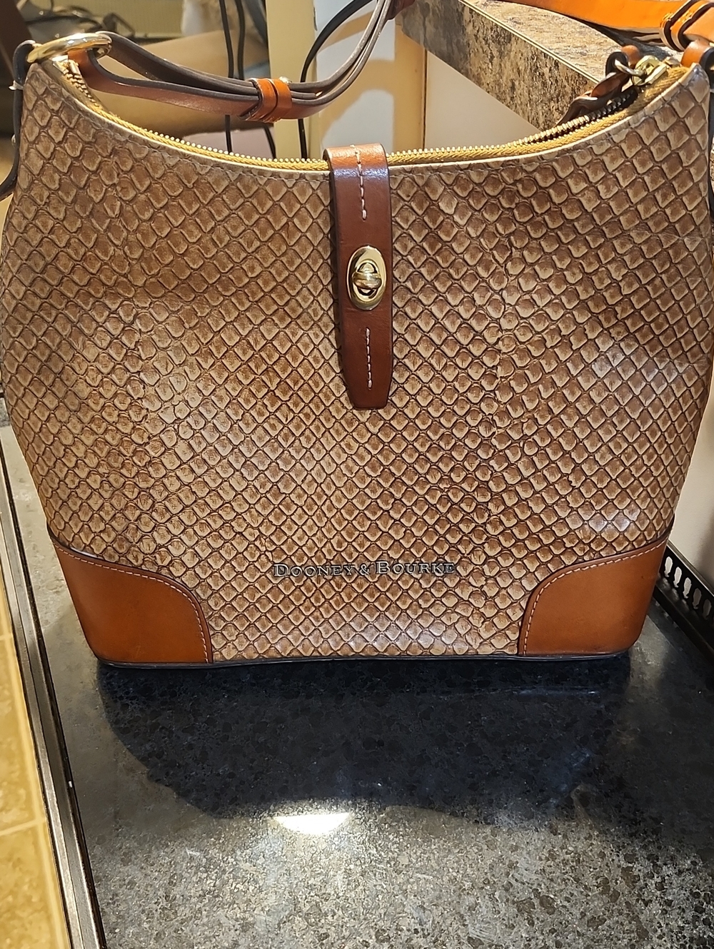 Dooney & Bourke Python/Snakeskin Embossed Leather Shoulder Bag.